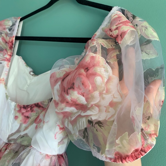 Rose Print Babydoll Dress - Picture 5 of 6